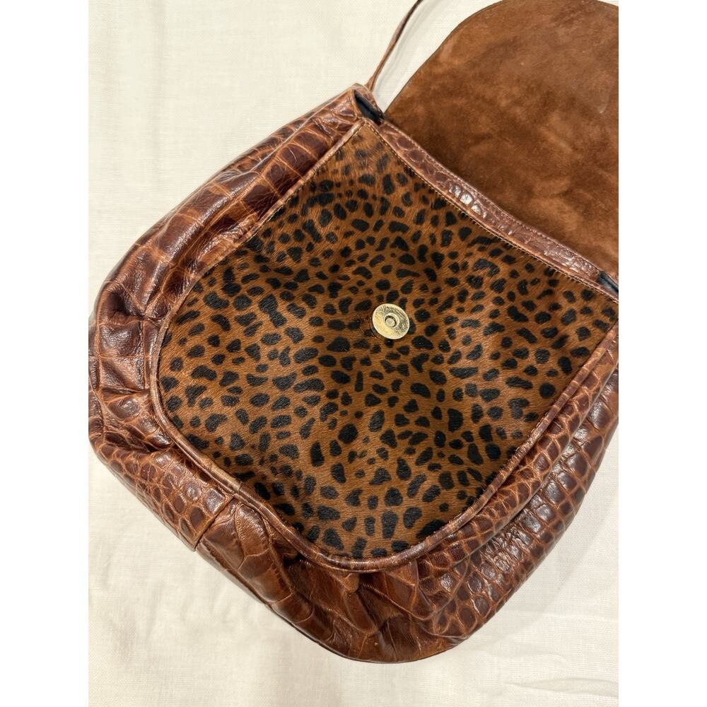 Vintage Jay Herbert NY Hair Calf Leopard Print Leather Crossbody Purse w/ Tassel - Picture 8 of 14